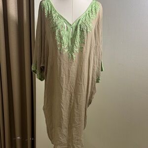 Elegant Tan and Green Women's Swim Coverup